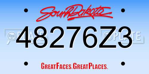 48276Z3 South Dakota License Plate
