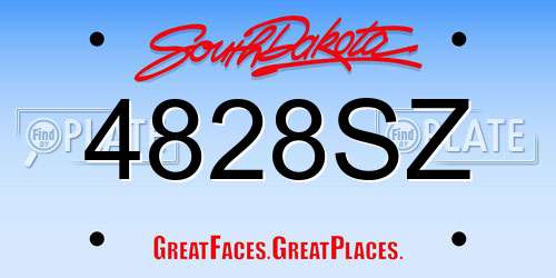 4828SZ South Dakota License Plate