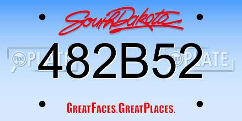 482B52 South Dakota License Plate