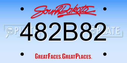 482B82 South Dakota License Plate