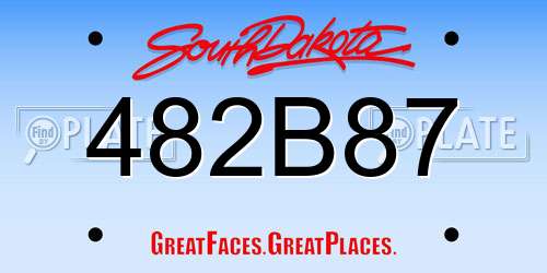 482B87 South Dakota License Plate