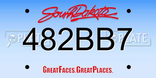 482BB7 South Dakota License Plate