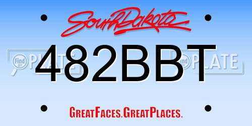482BBT South Dakota License Plate