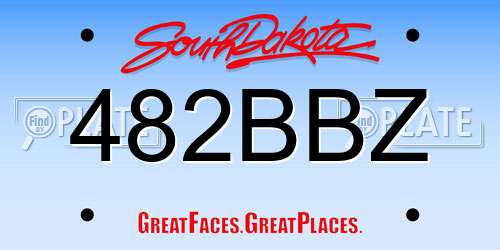 482BBZ South Dakota License Plate
