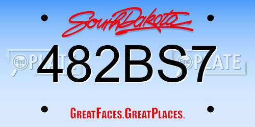 482BS7 South Dakota License Plate