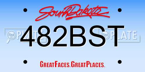 482BST South Dakota License Plate