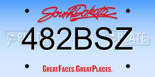 482BSZ South Dakota License Plate