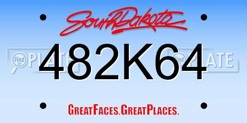 482K64 South Dakota License Plate