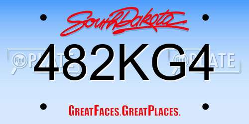 482KG4 South Dakota License Plate
