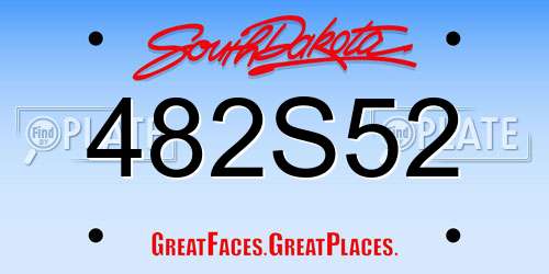 482S52 South Dakota License Plate