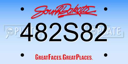 482S82 South Dakota License Plate