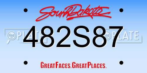 482S87 South Dakota License Plate
