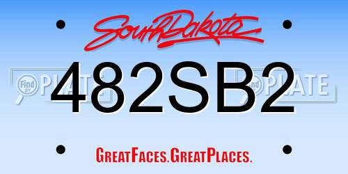 482SB2 South Dakota License Plate