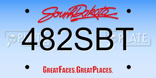 482SBT South Dakota License Plate