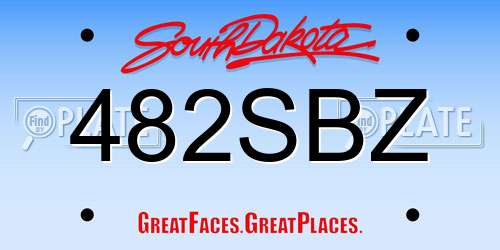 482SBZ South Dakota License Plate
