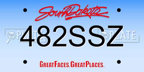 482SSZ South Dakota License Plate