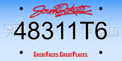 48311T6 South Dakota License Plate