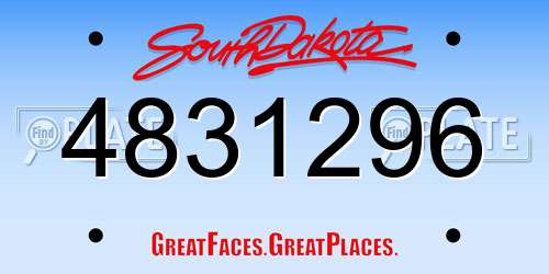 4831296 South Dakota License Plate