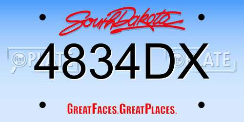 4834DX South Dakota License Plate