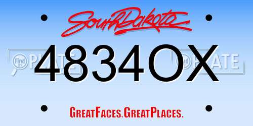 4834OX South Dakota License Plate