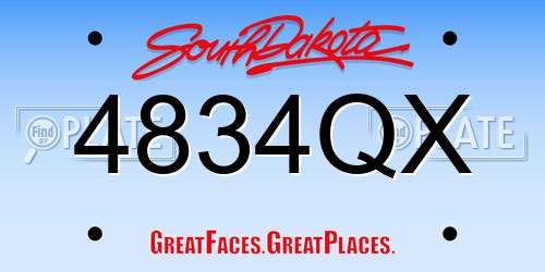 4834QX South Dakota License Plate
