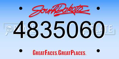 4835060 South Dakota License Plate