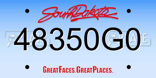 48350G0 South Dakota License Plate