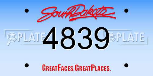 4839 South Dakota License Plate