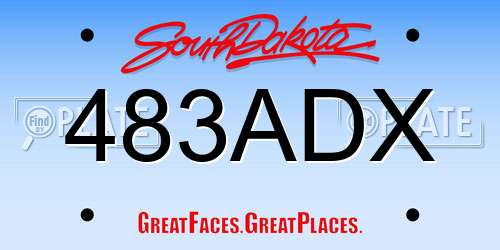 483ADX South Dakota License Plate