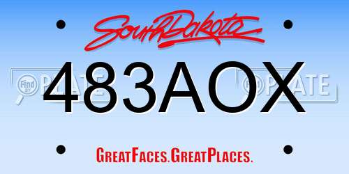 483AOX South Dakota License Plate