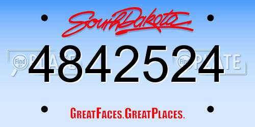4842524 South Dakota License Plate