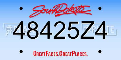 48425Z4 South Dakota License Plate