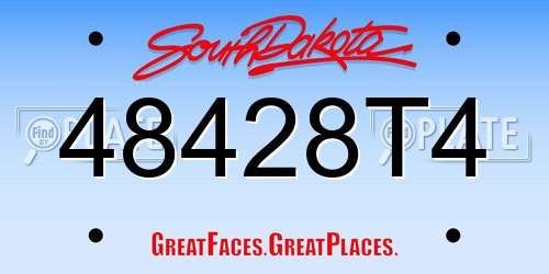 48428T4 South Dakota License Plate