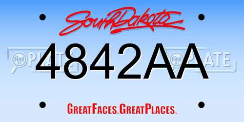 4842AA South Dakota License Plate