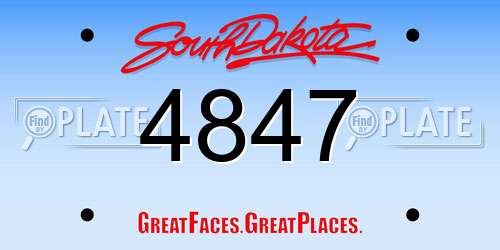 4847 South Dakota License Plate
