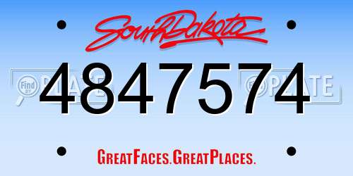 4847574 South Dakota License Plate