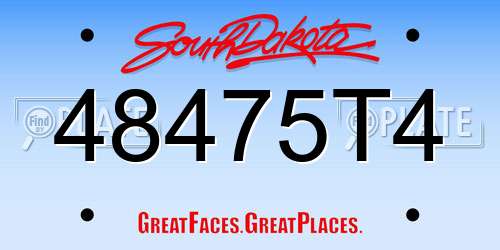 48475T4 South Dakota License Plate