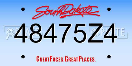 48475Z4 South Dakota License Plate