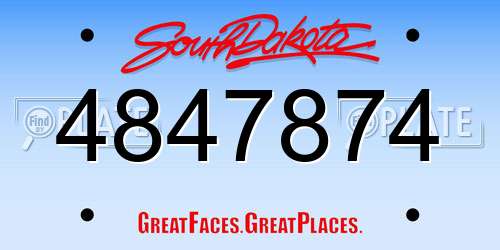 4847874 South Dakota License Plate
