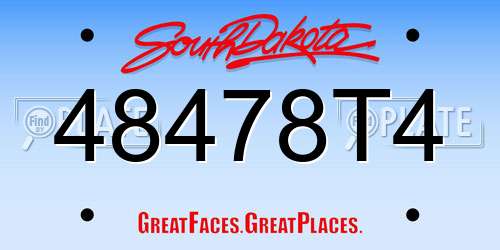 48478T4 South Dakota License Plate