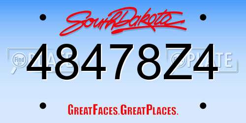 48478Z4 South Dakota License Plate