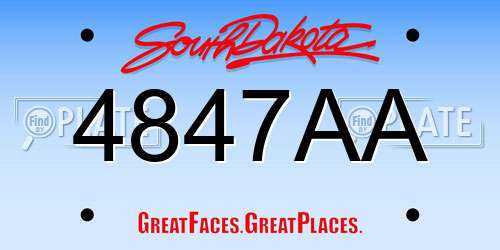 4847AA South Dakota License Plate