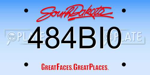 484BI0 South Dakota License Plate