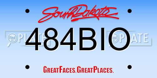 484BIO South Dakota License Plate