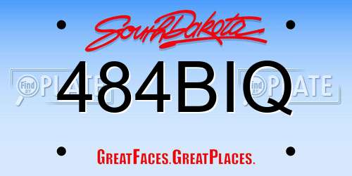 484BIQ South Dakota License Plate
