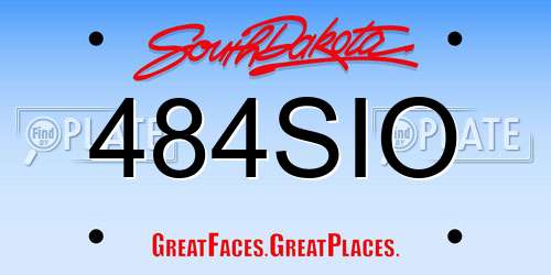 484SIO South Dakota License Plate