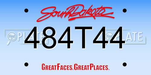 484T44 South Dakota License Plate