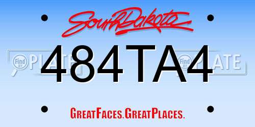484TA4 South Dakota License Plate