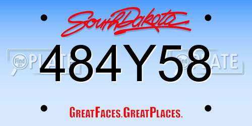484Y58 South Dakota License Plate