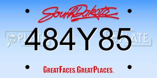 484Y85 South Dakota License Plate